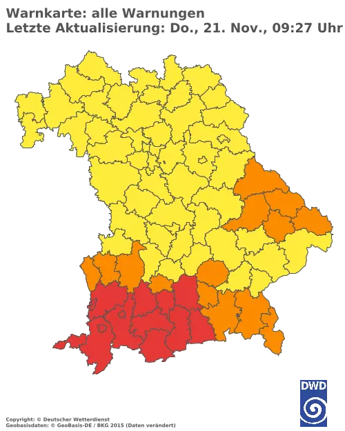 Aktuelle Wetterwarnungen für  Amberg-Sulzbach